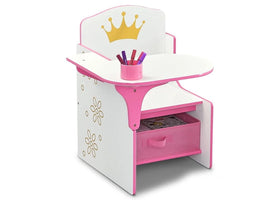 Delta Children Princess Crown chair desk in white and pink with a spacious work surface.
