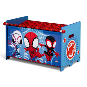 Delta Children Marvel Spidey toy box retractable fabric lid protects toys with compact storage