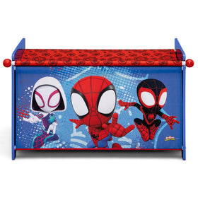 Delta Children Marvel Spidey toy box features rounded edges for safe play