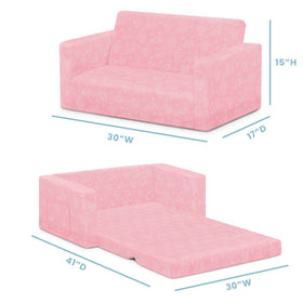 Delta Children Serta Perfect Sleeper Kids Sofa bed-lounger shows easy chair-to-bed transition.