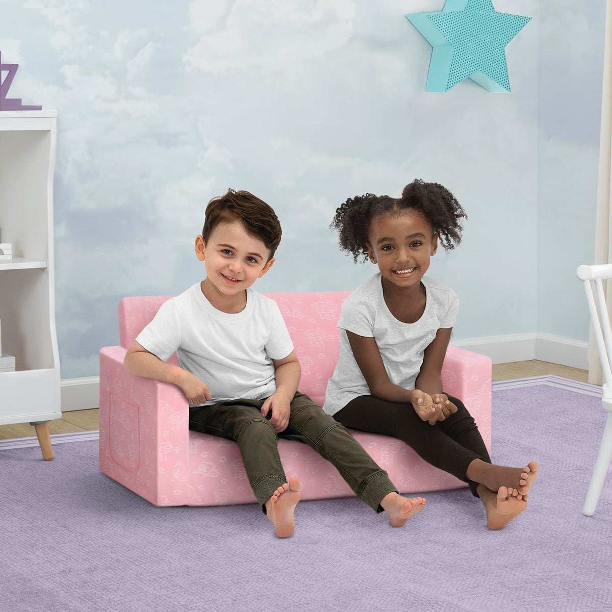 Delta Children Serta Perfect Sleeper Kids Sofa foam-construction delivers lasting comfort.