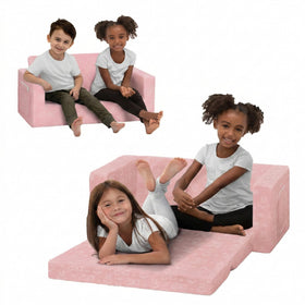 Delta Children Serta Perfect Sleeper Kids Sofa fold demonstrates compact, versatile seating for small spaces.