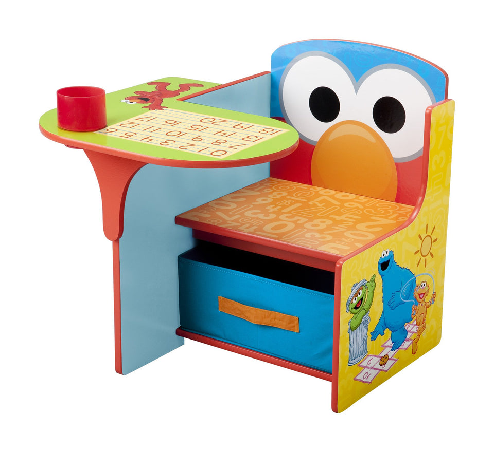 Delta Children Sesame Street chair desk with colorful graphics for engaging learning sessions.
