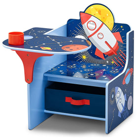Delta Children Space Adventures chair desk full view, compact learning station for toddlers.