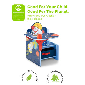 Delta Children Space Adventures cup holder, keeps art supplies within reach during crafts.