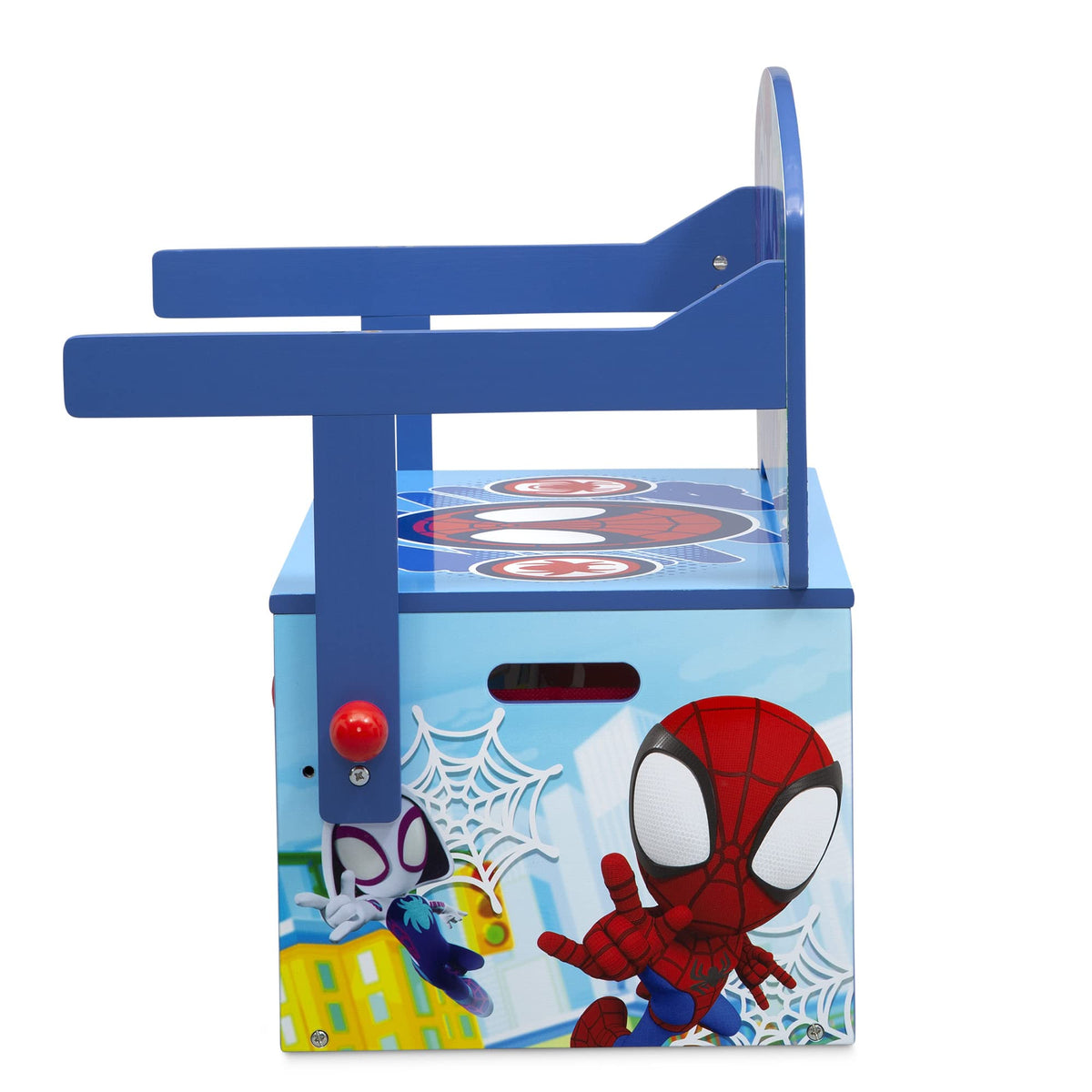 Delta Children Spidey bench dimensions label and size reference
