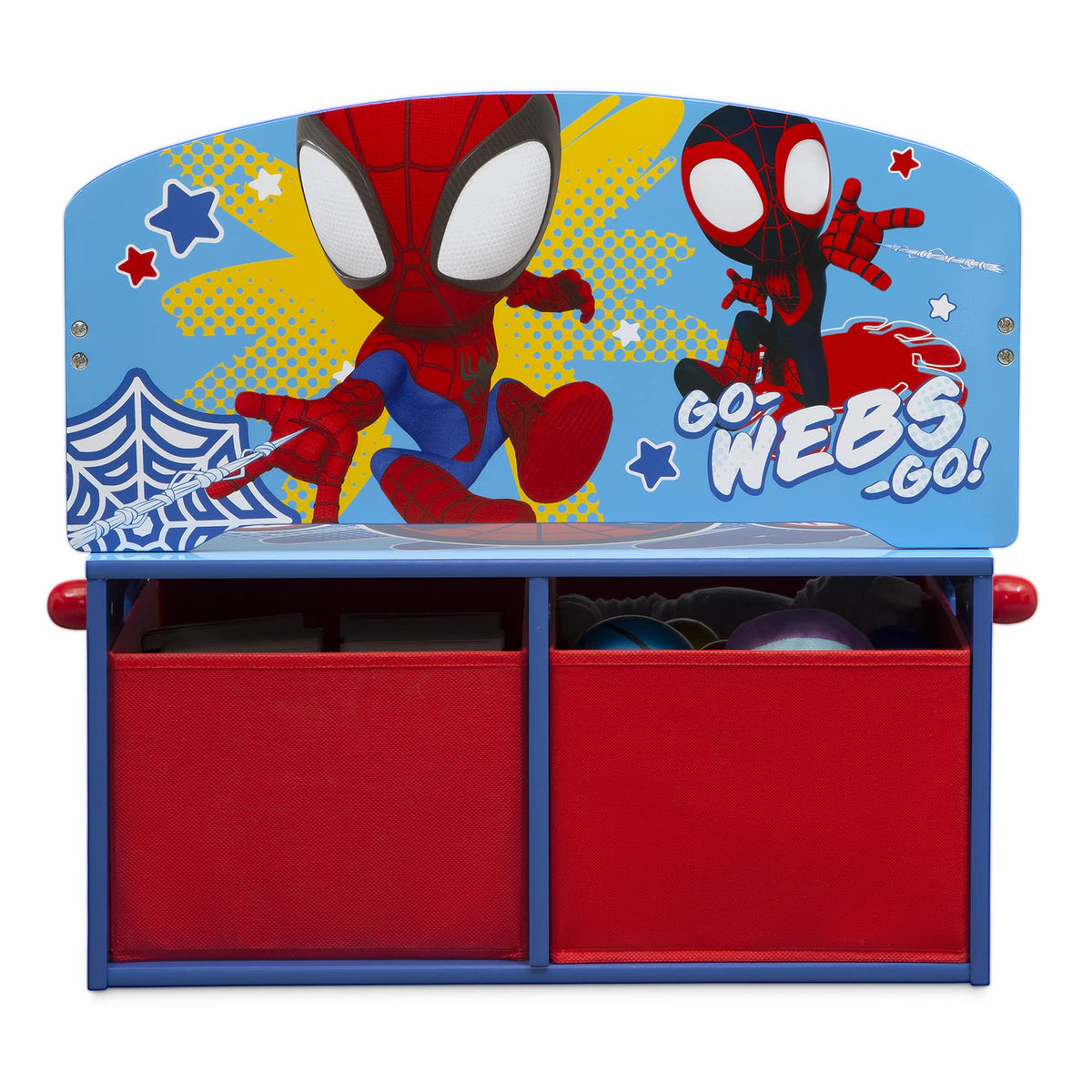 Delta Children Spidey bench in a cozy playroom setup