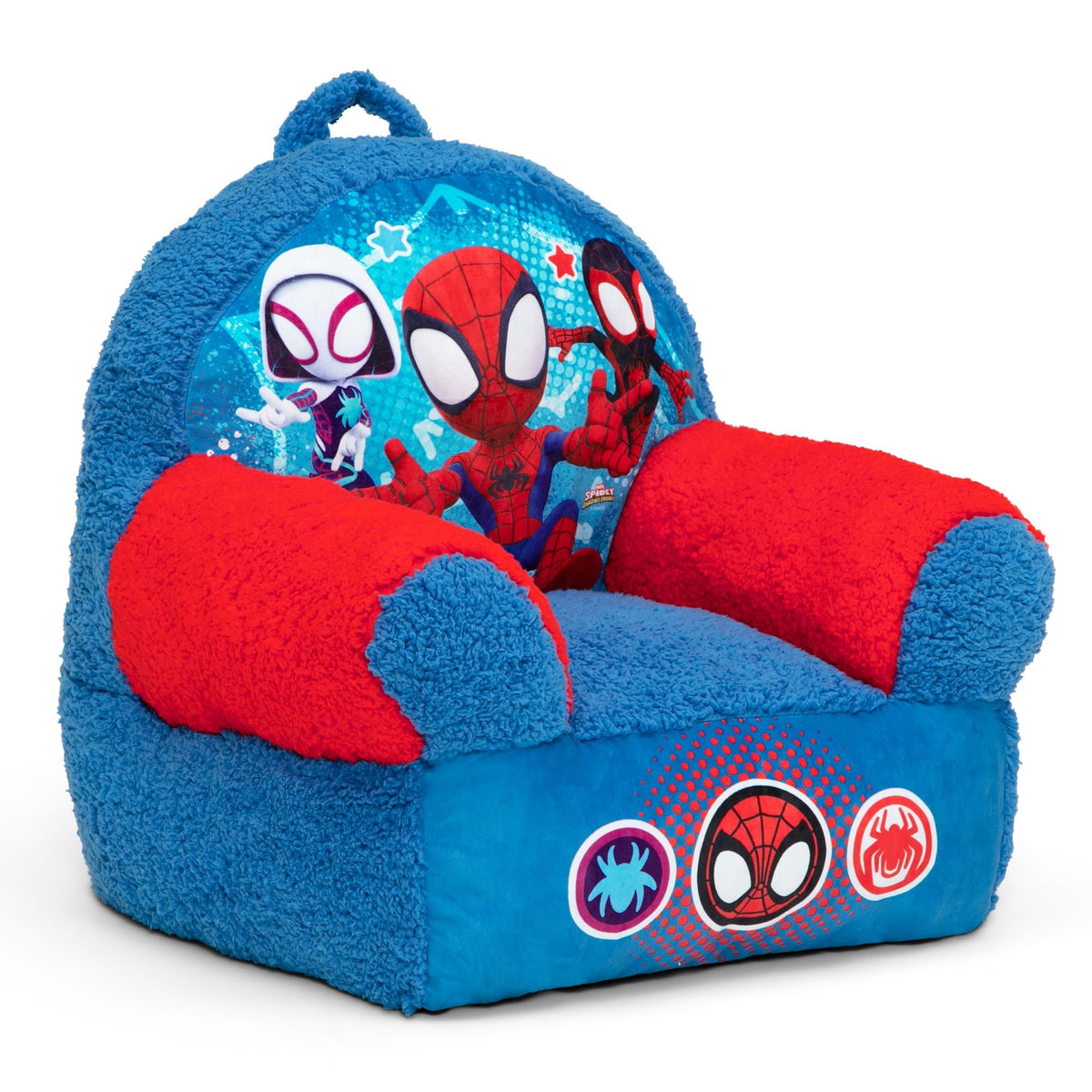 Delta Children Spidey Cozee Buddy Chair blue with Spider-Man graphics for cozy reading
