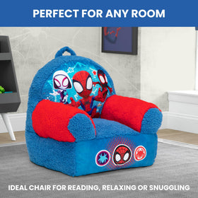 Delta Children blue chair is spot-clean friendly for busy households