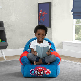 Delta Children chair blue sherpa lining adds plush warmth for snuggling