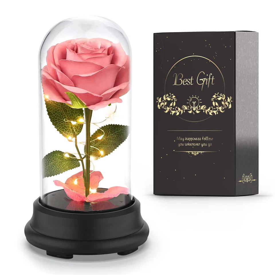 Deluxsa rose tree lamp under pink dome with warm ambient glow for elegance