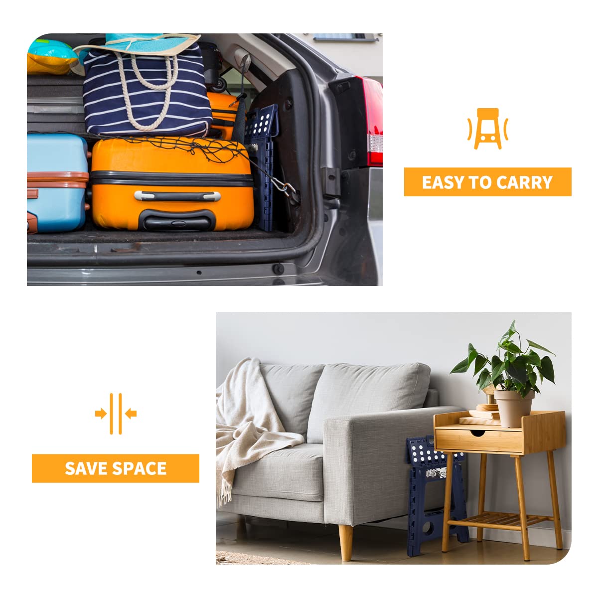 Delxo 400-lb capacity folding stool reflects sturdy construction and reliable support.