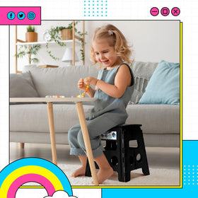 Delxo folding stool with anti-slip surface for safe indoor use.