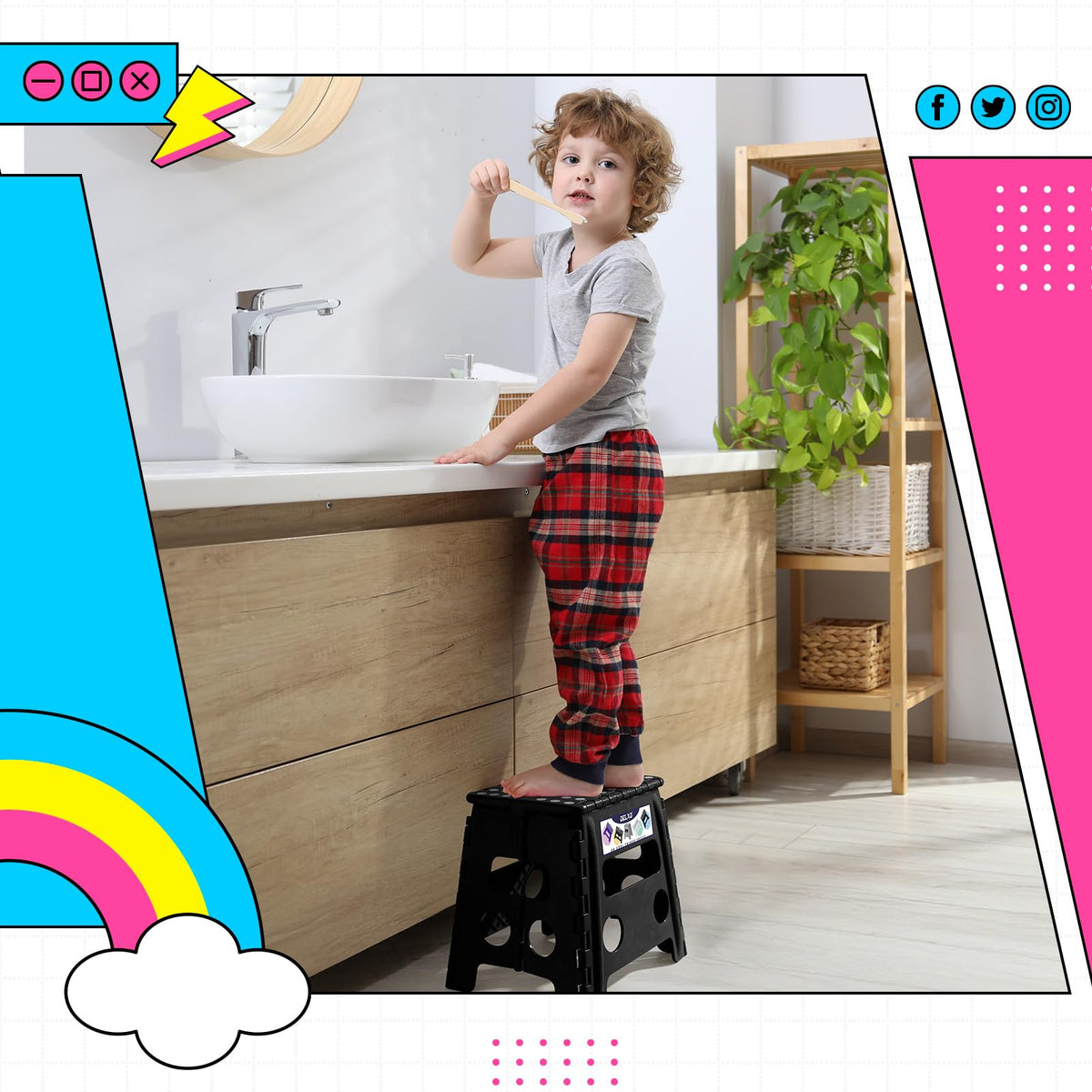Delxo compact stool with handle is easy to carry outdoors.