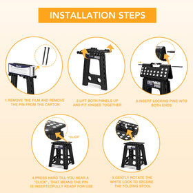 Delxo folding stool in kitchen reaches high cabinets with ease.