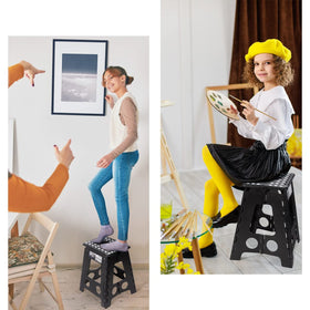 Delxo folding stool safety lock keeps it securely folded when not in use.