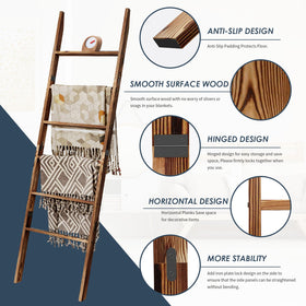 Delywh rustic farmhouse wood ladder adds warm decor and storage.