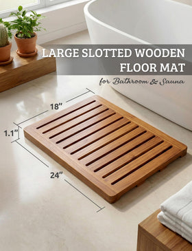 Demigo Acacia Wood Shower Mat bottom feet prevent slipping and floor scratches on moist surfaces.