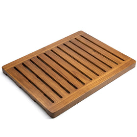 Demigo Acacia Wood Shower Mat front view shows durable finish for safe stepping in wet areas.