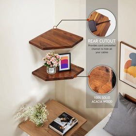 Demigo corner shelf bracket assembly highlights secure mounting for reliable wall support.
