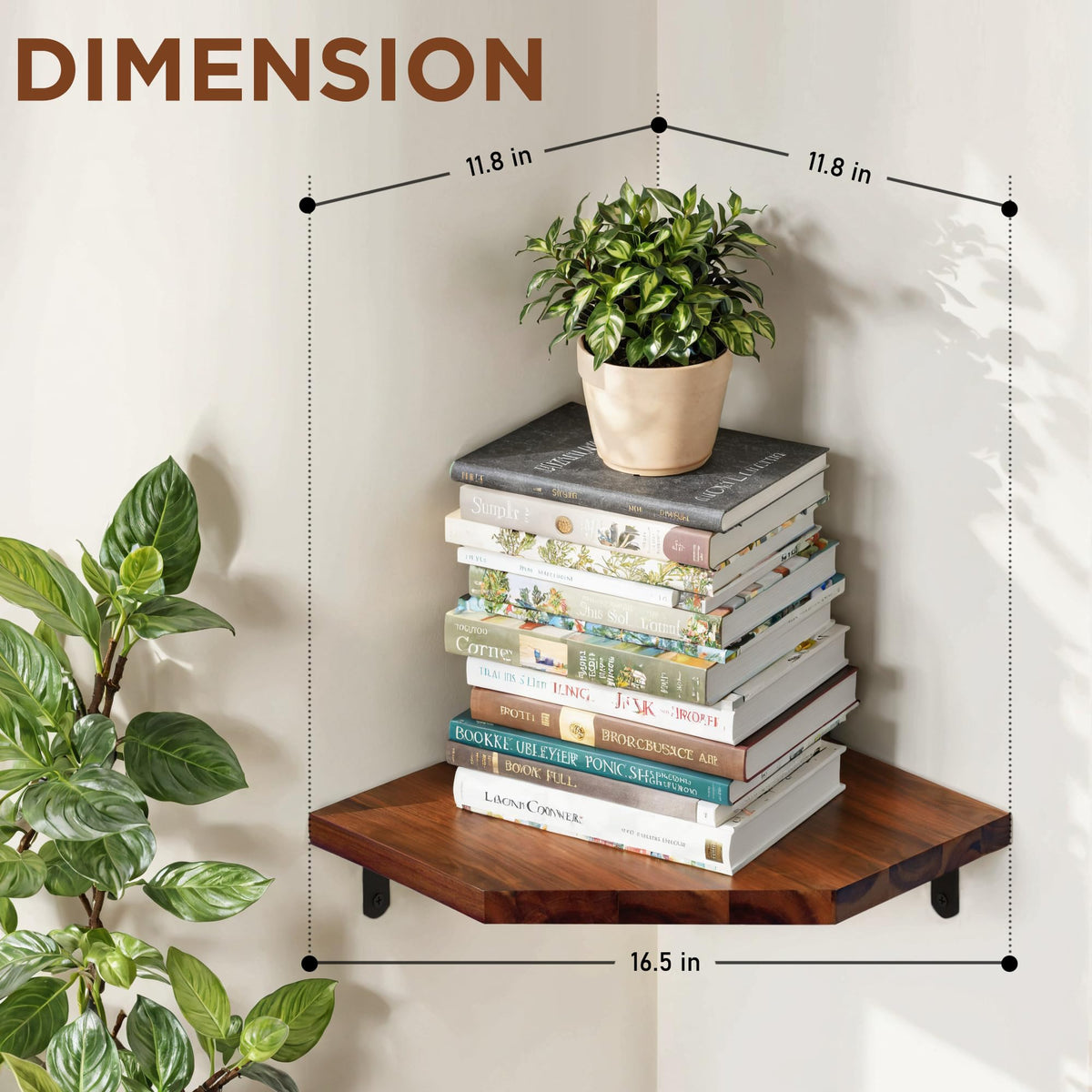 Demigo floating shelf corner fit demonstrates perfect 90-degree placement for compact spaces.