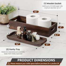 Demigo vanity tray in acacia wood elevates countertop organization.
