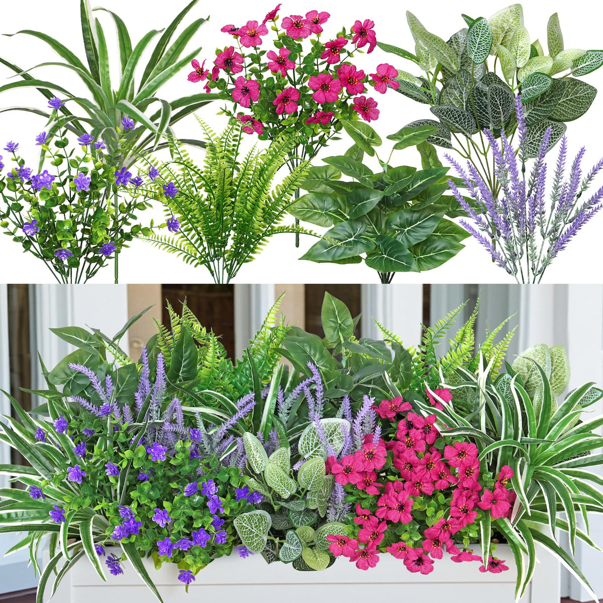 DEMIUKO outdoor artificial plants with fake daisies for bright patio decor