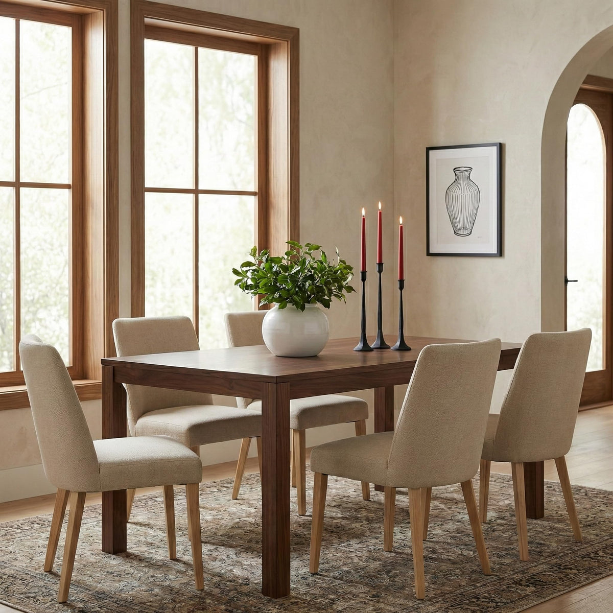 Denique iron taper candle holder dining table setup enhances ambience