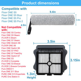 Dentego roller brush closeup showing soft microfibre contact with floor surfaces.