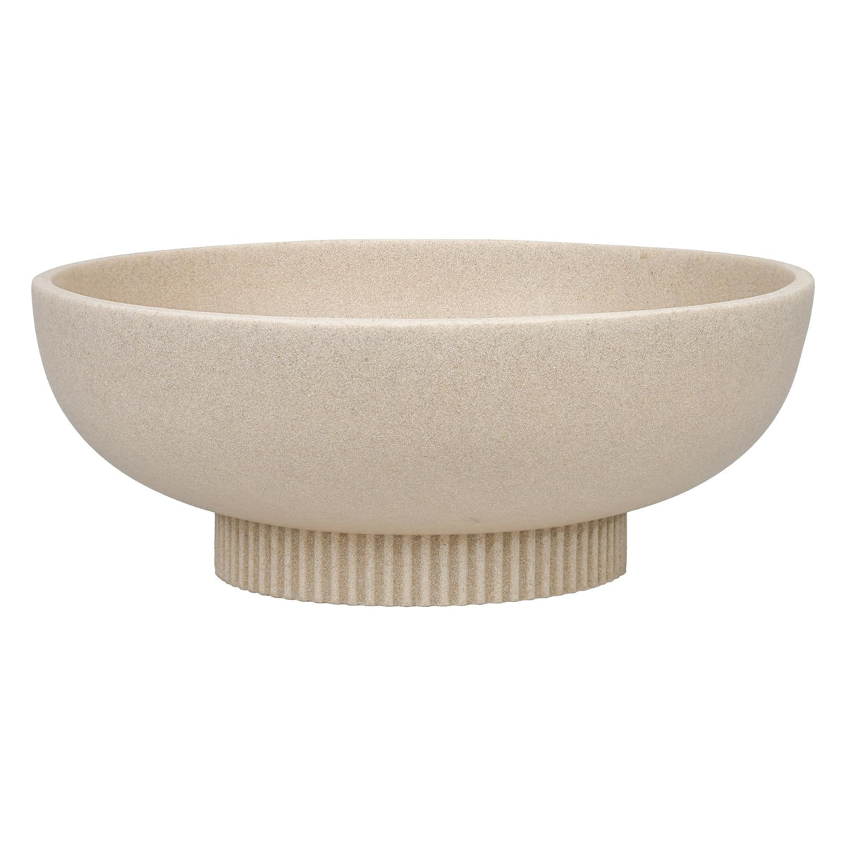 Deobath large resin pedestal bowl on counter showing elegant beige resin and matte finish