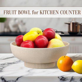 Deobath bowl with matte black exterior and beige interior in modern setting