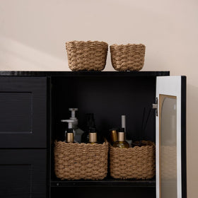 Deosur square woven design complements modern shelves and displays
