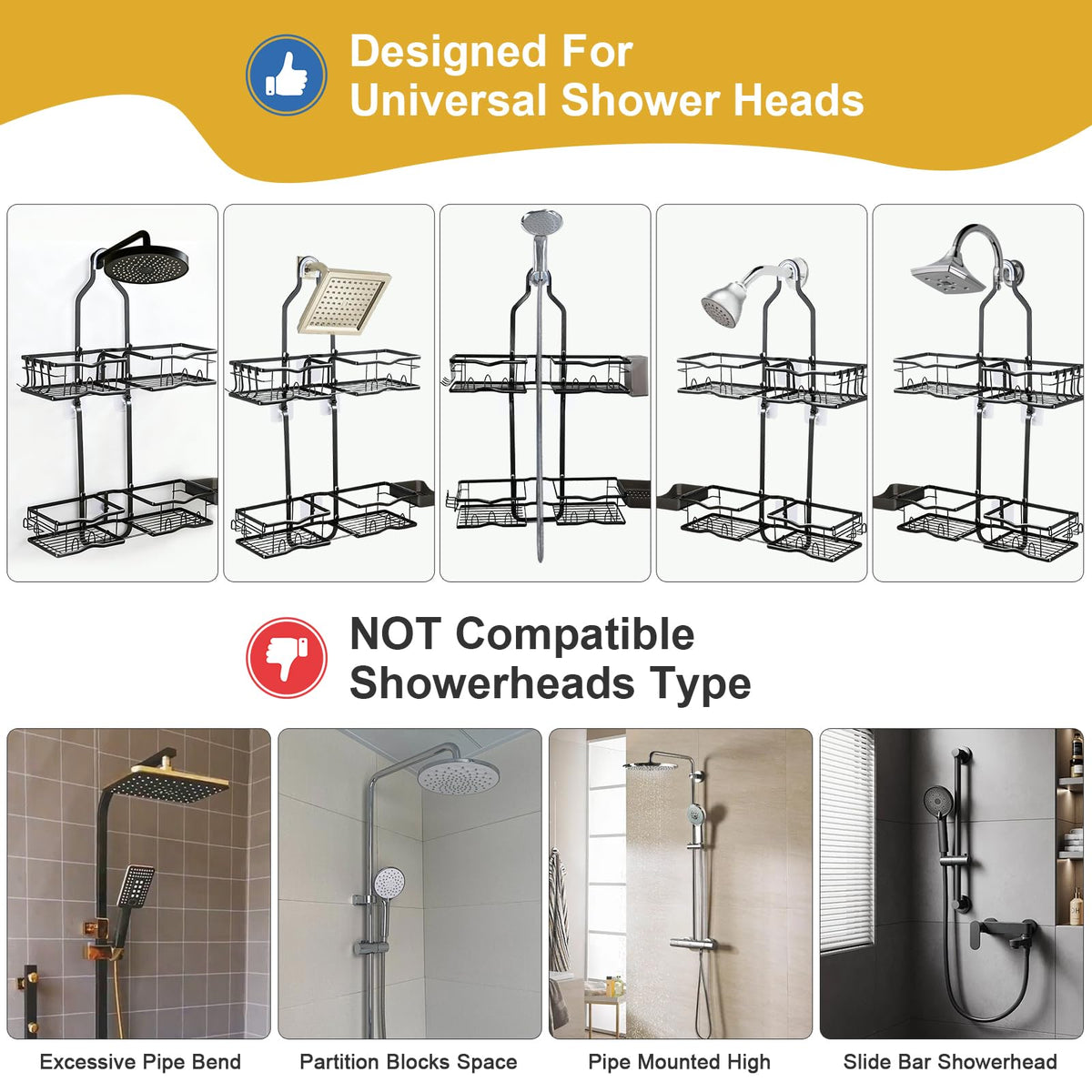 Depecal anti-slip middle suction cups provide double hold on tiles or glass.