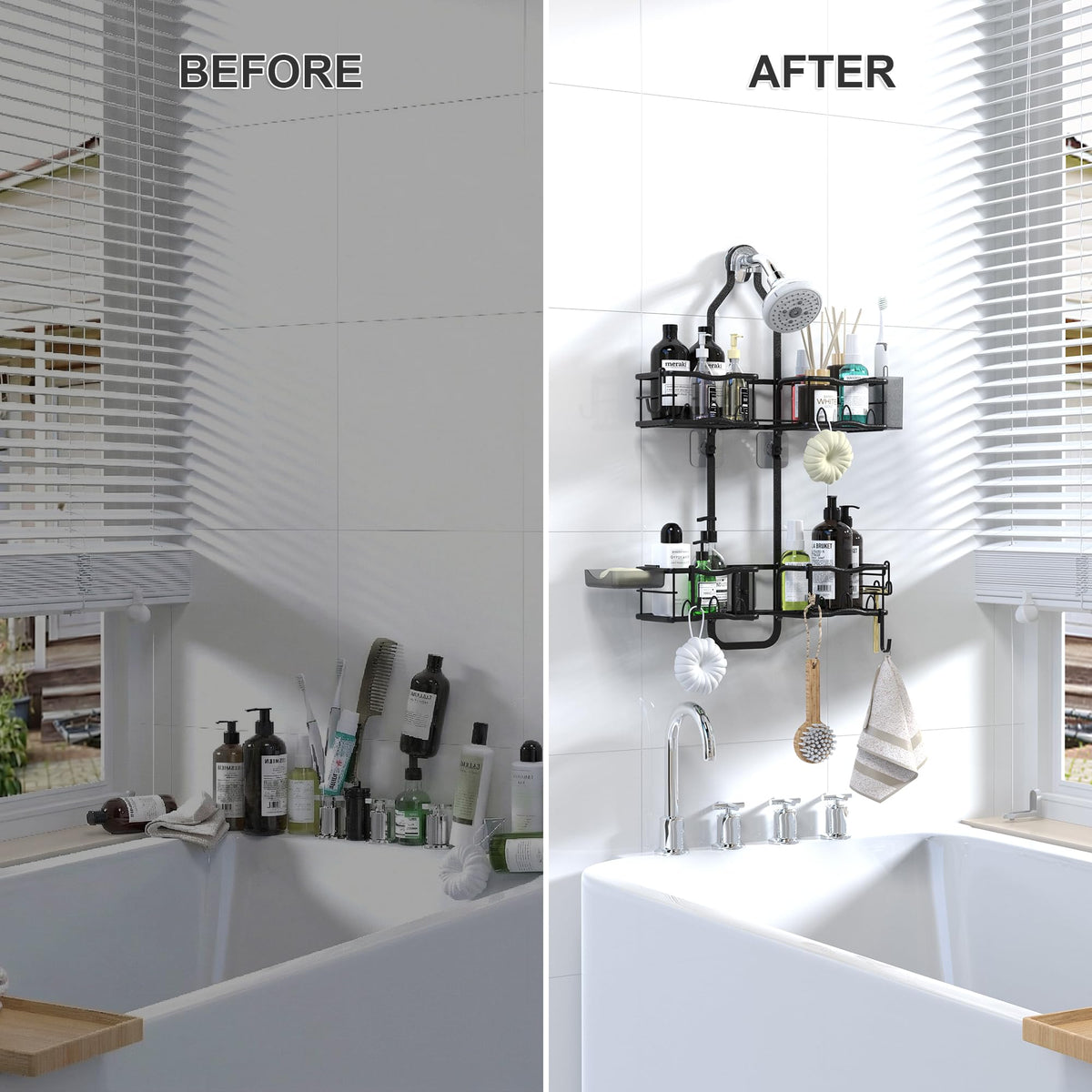 Depecal modern bathroom storage blends with decor while adding practical storage.