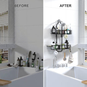 Depecal modern bathroom storage blends with decor while adding practical storage.