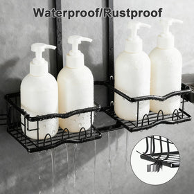 Depecal sides hooks for loofahs and sponges help tidy the shower niche.