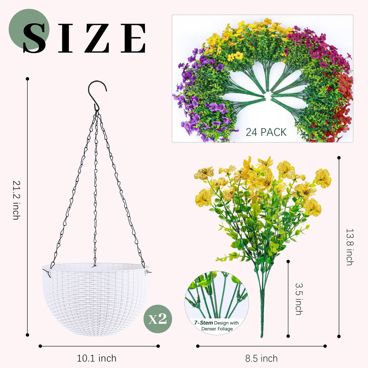 Der Rose 24 colorful faux plant bundles create a vibrant display