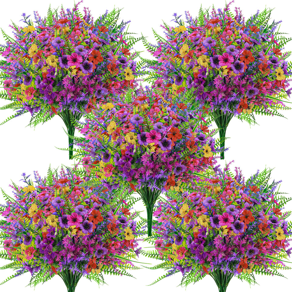 Der Rose 24-bundle outdoor artificial flowers in vibrant color mix for patio décor