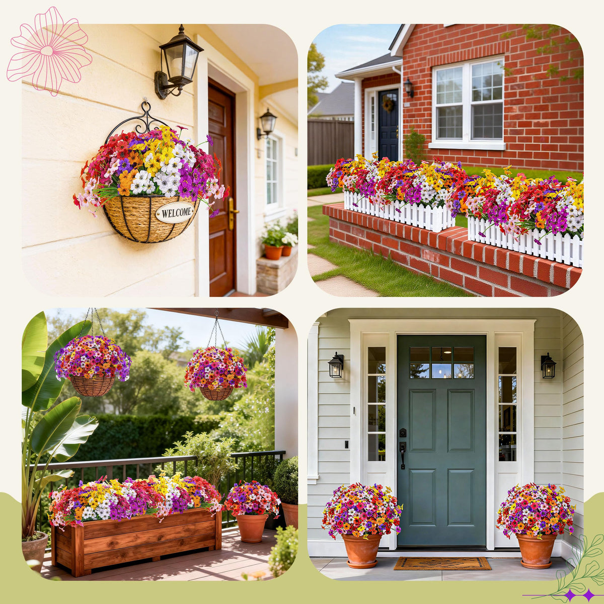 Der Rose 24 bundles outdoor flowers pink bouquet adds vibrant, maintenance-free charm to balconies