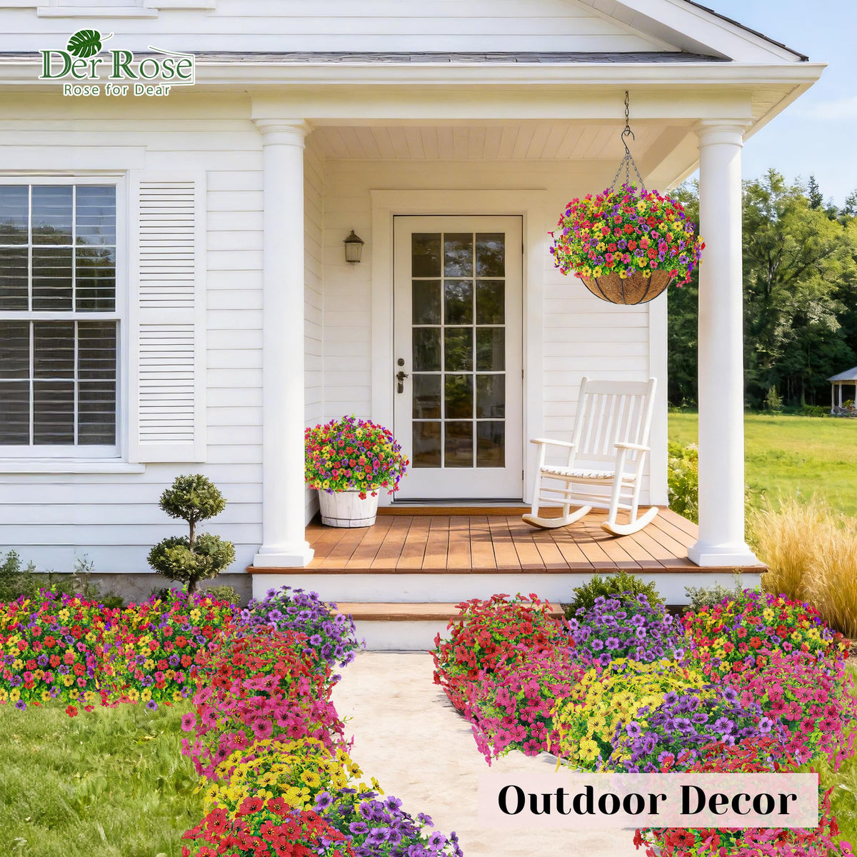 Der Rose 24 bundles outdoor flowers porch display for easy seasonal decor