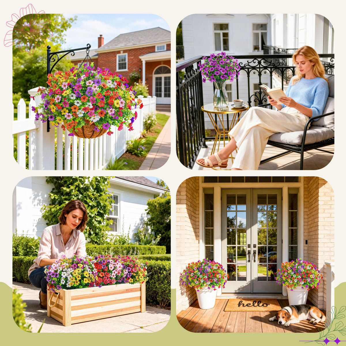 Der Rose UV-resistant artificial flowers in bold hues for all-weather use