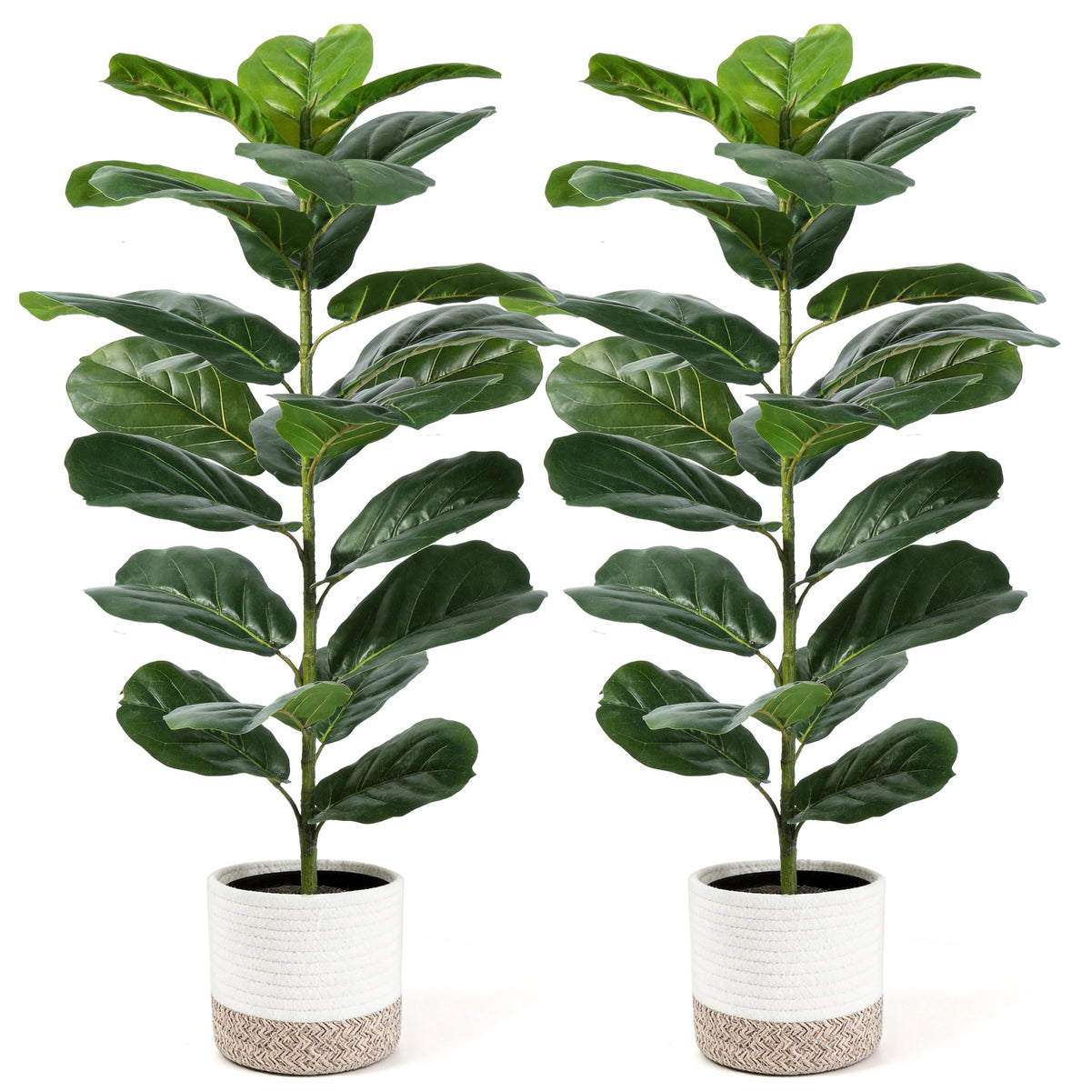 Der Rose 2 Pack 30-Inch Artificial Fiddle Leaf Fig Tree with lifelike leaves for indoor decor