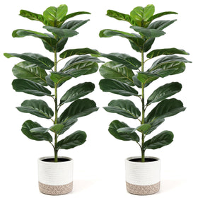Der Rose 2 Pack 30-Inch Artificial Fiddle Leaf Fig Tree with lifelike leaves for indoor decor