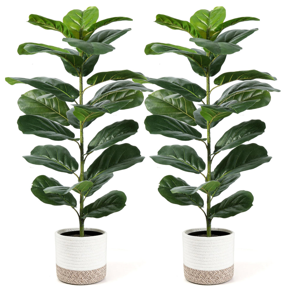 Der Rose 2 Pack 30-Inch Artificial Fiddle Leaf Fig Tree with lifelike leaves for indoor decor