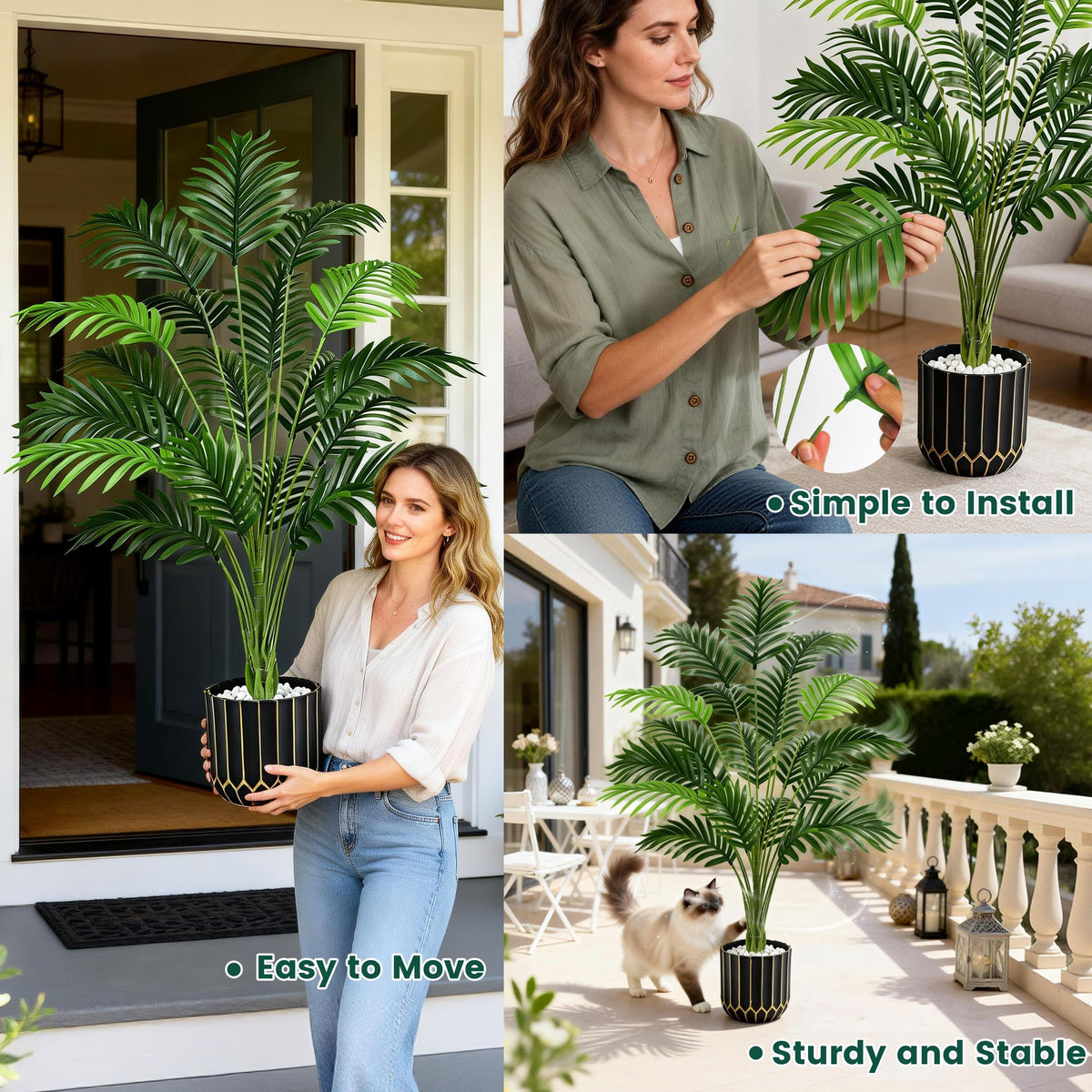 Der Rose 44-inch palm tree in indoor scene for apartments and home offices.