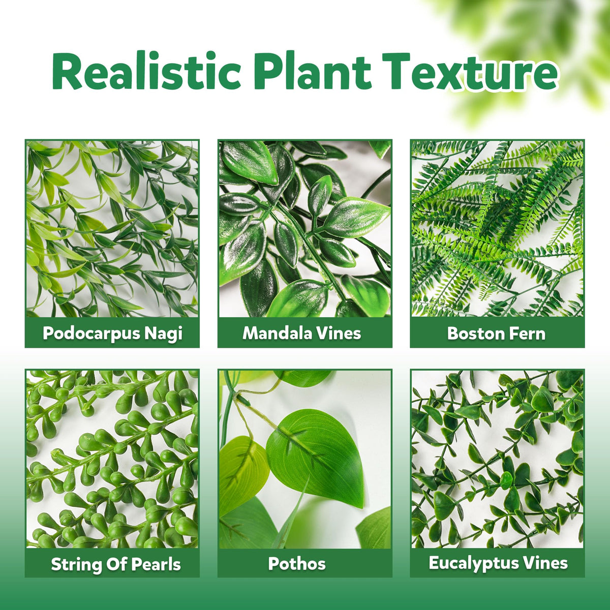 Der Rose podocarpus nagi hanging adds lush texture to bathrooms and kitchens.