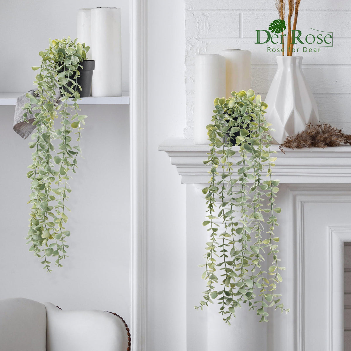 Der Rose artificial vines hanging decor boosts instant greenery for desks and shelves