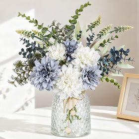 Der Rose navy blue dahlia silk flowers in vase for elegant home decor.