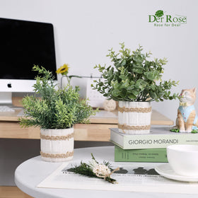 Der Rose artificial plant close-up of flocked leaves for realism.