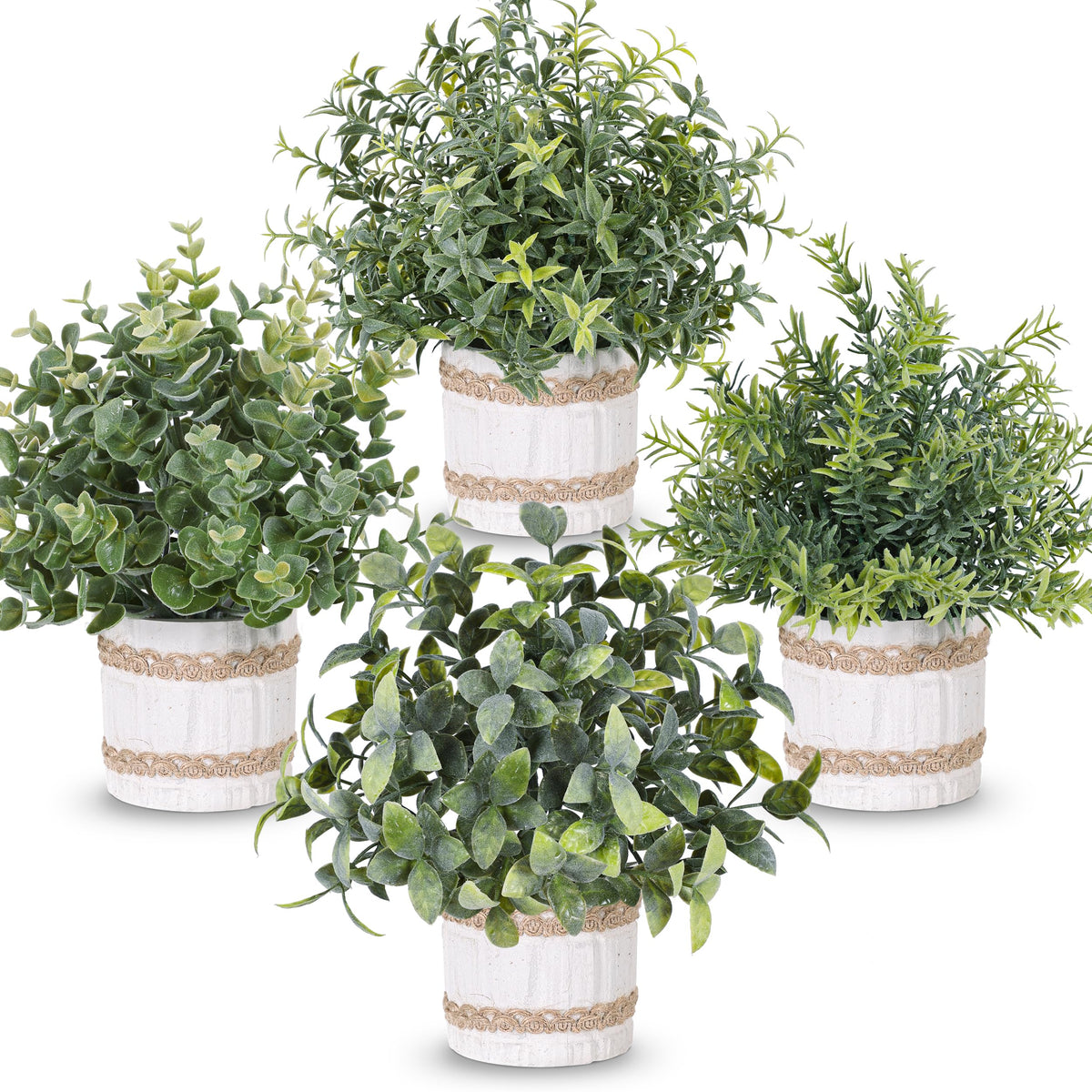Der Rose 4-pack artificial plants brighten desks with year-round greenery.